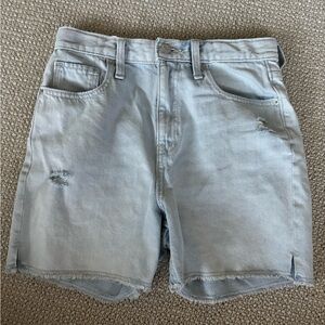 Light blue wash jean shorts
